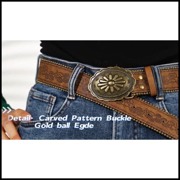 Western Belt Vintage Buckle Faux Leather Adjustable Cowgirl Chic Accessory - Picture 7 of 7